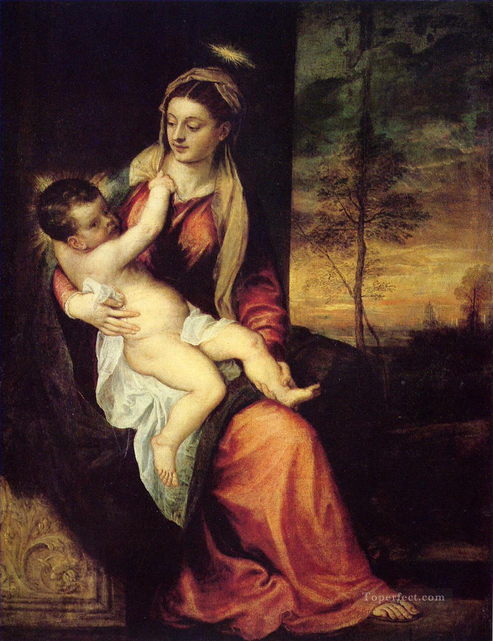 マリアと幼子キリスト ティツィアーノ・ティツィアーノ油絵